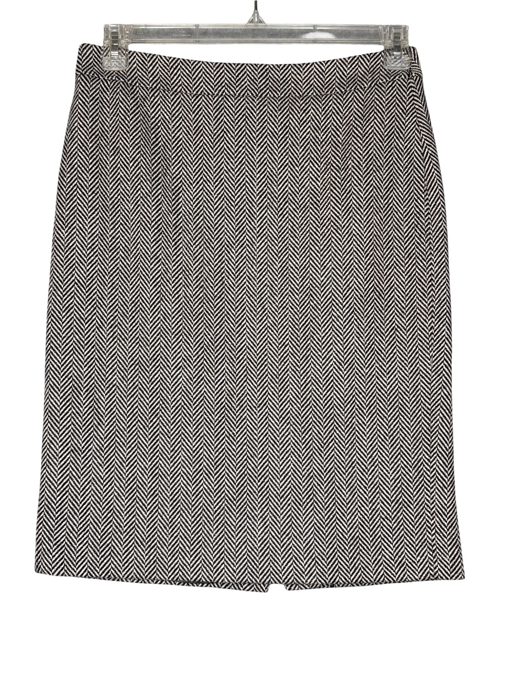 J. Crew Herringbone Wool Pencil Skirt 24" Lined Black & White Size 4